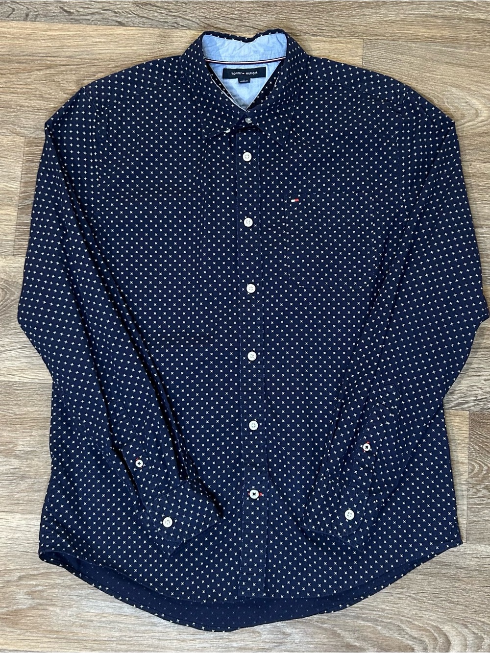 Tommy Hilfiger Navy Blue Button Down Shirt - Mens Size Medium